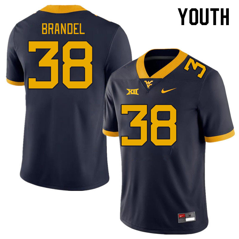 Youth #38 Donald Brandel West Virginia Mountaineers College Football Jerseys Stitched Sale-Navy - Click Image to Close